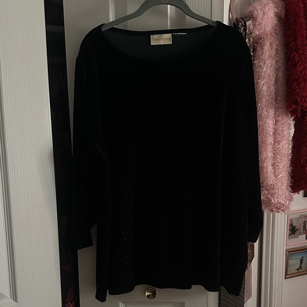 Green Velvet Top and Skirt Set
